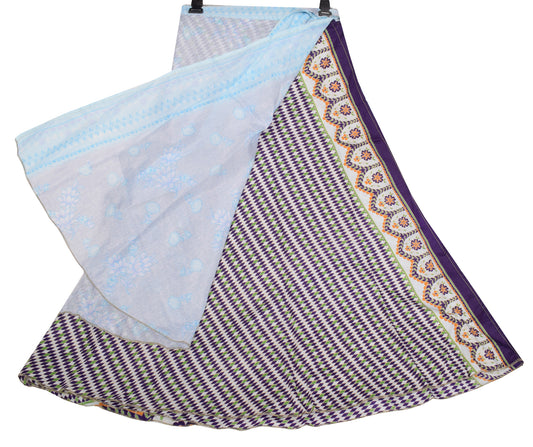 Sushila Vintage White Art Silk Saree Magic Wrap Reversible Skirt Beach Dress