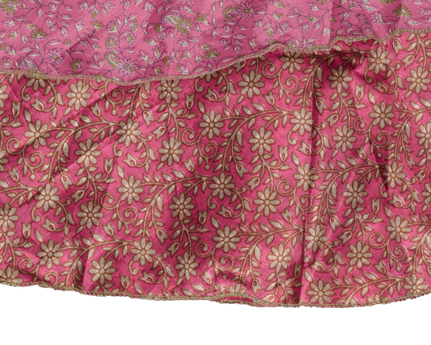 Sushila Vintage Pink Mini Wrap Magic Skirt Art Silk Sari Reversible Beach Dress