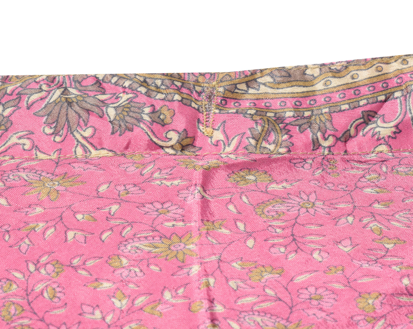Sushila Vintage Pink Mini Wrap Magic Skirt Art Silk Sari Reversible Beach Dress