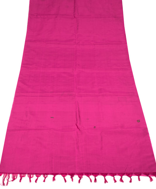 Sushila Vintage Pure Silk Sari Remnant Scrap Woven Magenta 4YD Craft Fabric