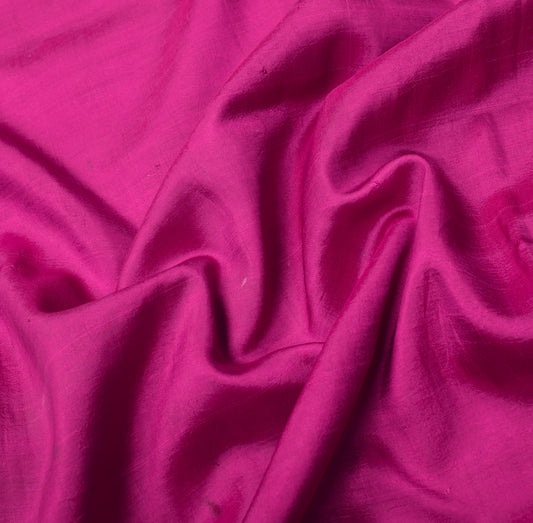 Sushila Vintage Pure Silk Sari Remnant Scrap Woven Magenta 4YD Craft Fabric