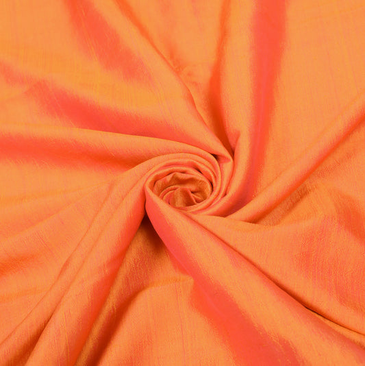 Sushila Vintage Orange Sari Remnant Scrap Pure Silk Woven  4YD Craft Fabric