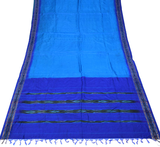 Sushila Vintage Turquoise Woven Sari Remnant Scrap Pure Silk 5YD Craft Fabric