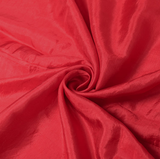 Sushila Vintage Red Pure Silk Sari Remnant Scrap Wove Soft Dress Craft Fabric