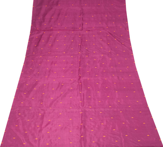 Sushila Vintage Magenta Sari Remnant Scrap Pure Silk Drops Woven 5YD Craft Fabric