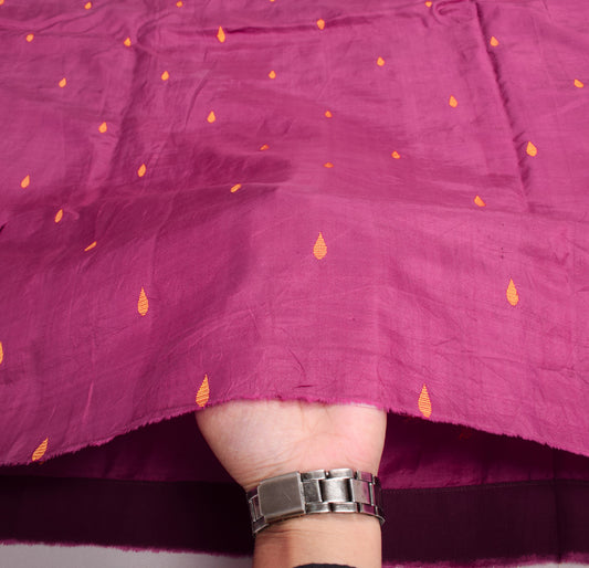 Sushila Vintage Magenta Sari Remnant Scrap Pure Silk Drops Woven 5YD Craft Fabric