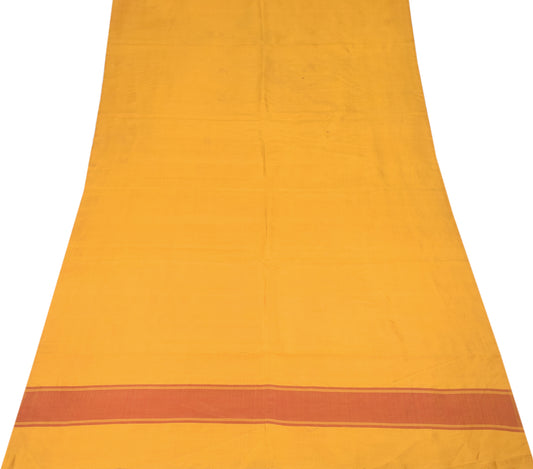 Sushila Vintage Mustard Sari Remnant Scrap Soft Pure Silk  5YD  Craft Fabric