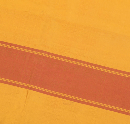 Sushila Vintage Mustard Sari Remnant Scrap Soft Pure Silk  5YD  Craft Fabric