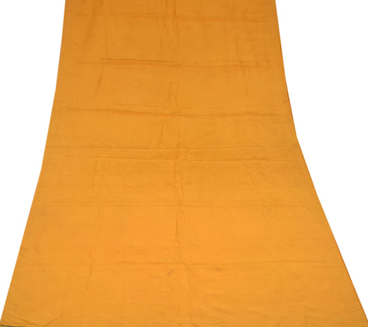 Sushila Vintage Mustard Sari Remnant Scrap Pure Silk Soft 4YD Craft Fabric