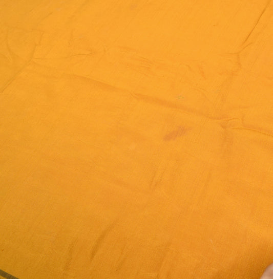 Sushila Vintage Mustard Sari Remnant Scrap Pure Silk Soft 4YD Craft Fabric