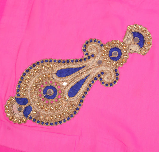 Sushila Vintage Fuchsia Pink Sari Remnant Scrap Art Georgette Craft Fabric