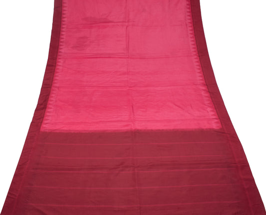 Sushila Vintage Magenta Sari Remnant Scrap Pure Silk 5YD Woven Craft Fabric