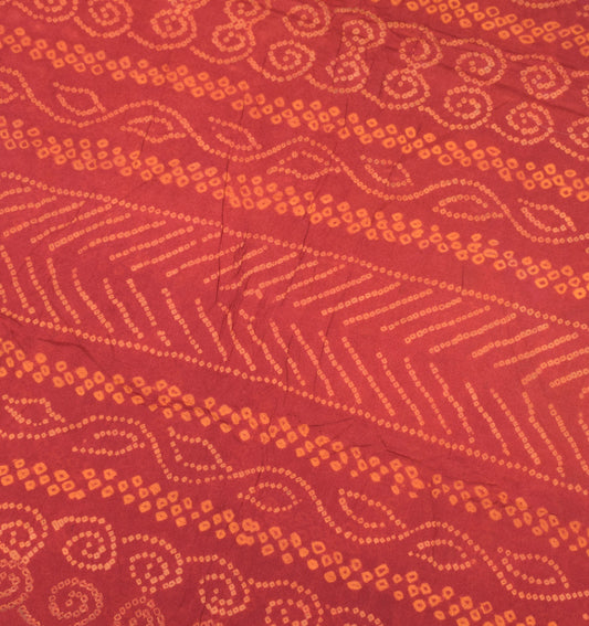 Sushila Vintage Bandhani Print Sari Remnant Scrap Pure Georgette Craft Fabric