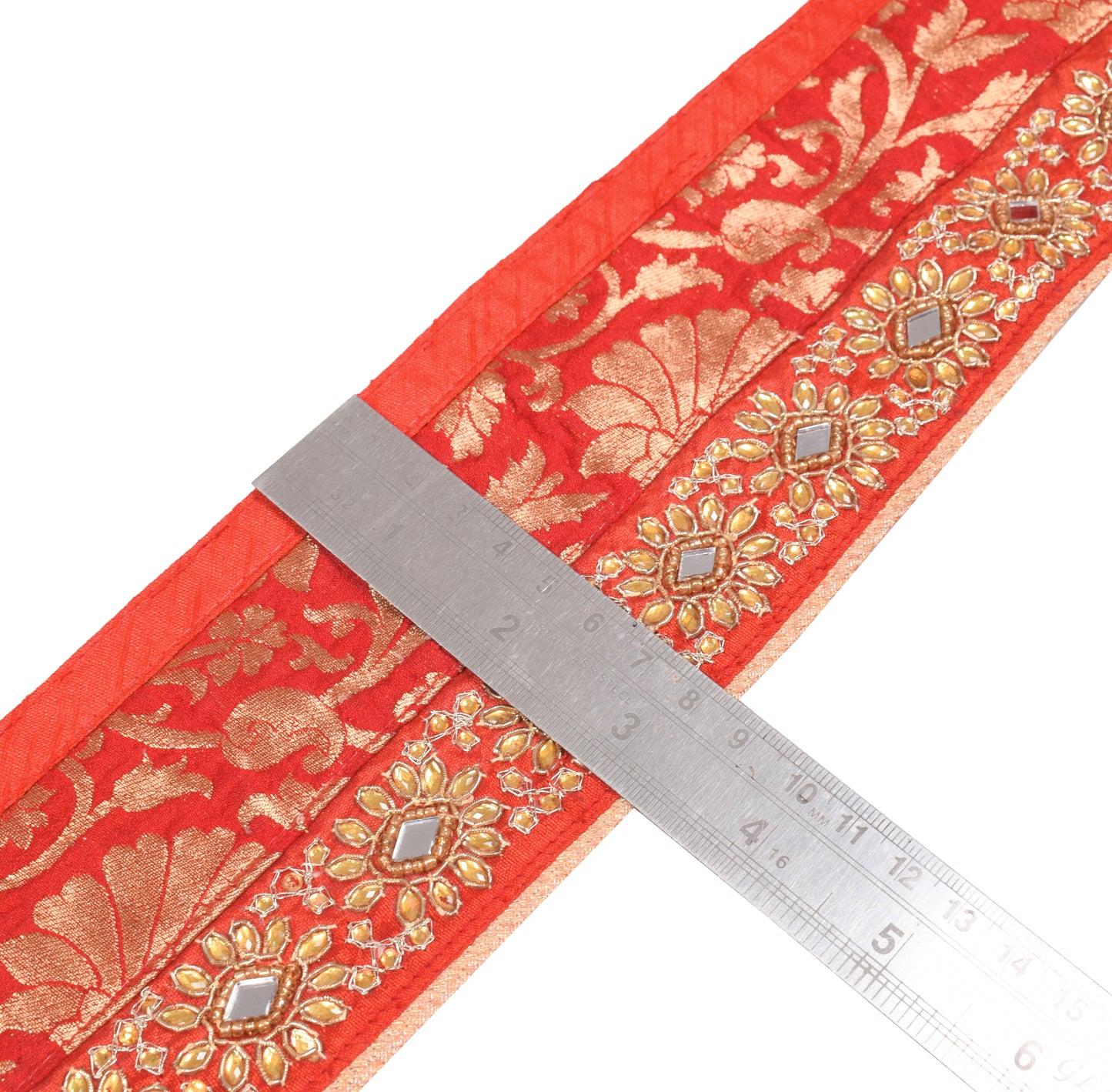 Sushila Vintage Red Saree Border Silk Craft Sewing Trim Patch Work Lace Ribbon