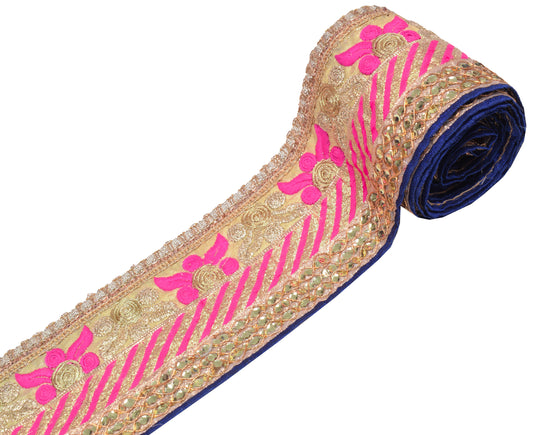 Sushila Vintage Patch Work Saree Border Craft Sewing Trim Beige Silk Lace Ribbon
