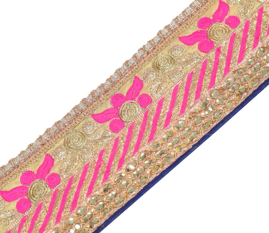 Sushila Vintage Patch Work Saree Border Craft Sewing Trim Beige Silk Lace Ribbon