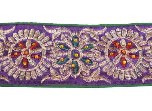 Sushila Vintage Purple Saree Border Craft Sewing Trim Embroidered Lace Ribbon DIY