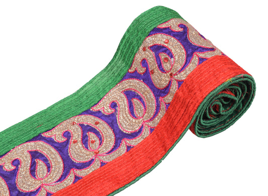 Sushila Vintage Purple Saree Border Craft Sewing Trim Patch Work Silk Lace