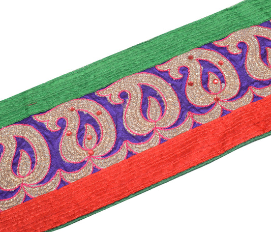 Sushila Vintage Purple Saree Border Craft Sewing Trim Patch Work Silk Lace
