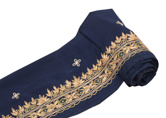 Sushila Vintage Hand Embroidered Saree Border Craft Sewing Trim Blue Lace