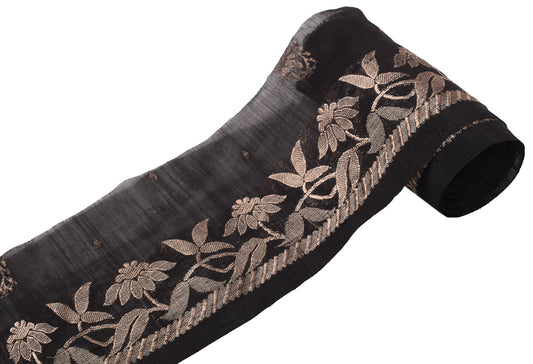 Sushila Vintage Black Saree Border Craft Sewing Trim Zari Woven Lace Ribbon