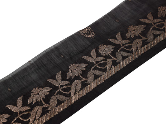 Sushila Vintage Black Saree Border Craft Sewing Trim Zari Woven Lace Ribbon