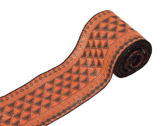Sushila Vintage Orange Woven Saree Border Craft Sewing Trim Art Silk Lace