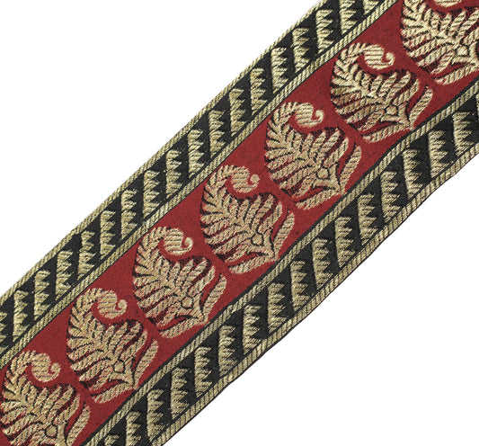 Sushila Vintage Maroon Saree Border Craft Sewing Trim Art Silk Brocade Ribbon