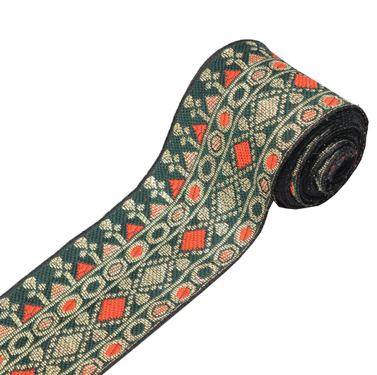 Sushila Vintage Green Saree Border Craft Sewing Trim Woven Lace Ribbon