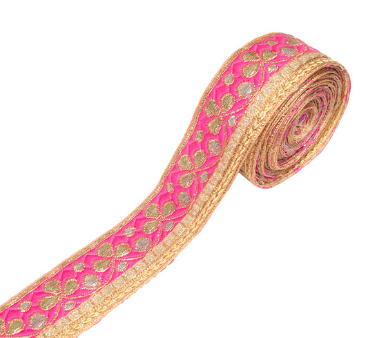 Sushila Vintage Magenta Saree Border Craft Sewing Trim Zari Woven Lace Ribbon