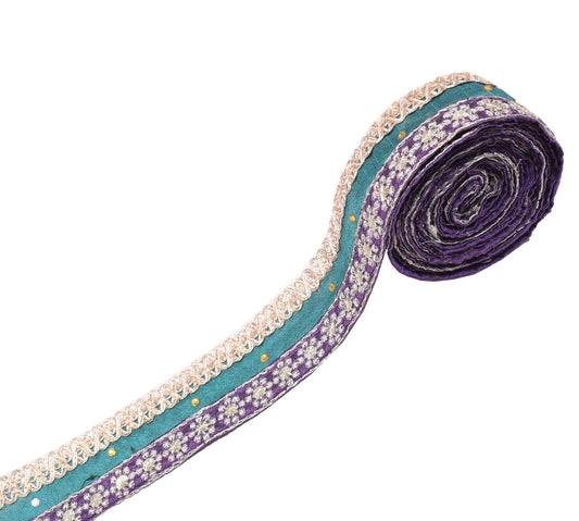 Sushila Vintage Purple Saree Border Craft Sewing Trim Patch Work Lace Ribbon