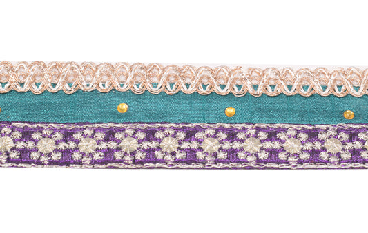 Sushila Vintage Purple Saree Border Craft Sewing Trim Patch Work Lace Ribbon