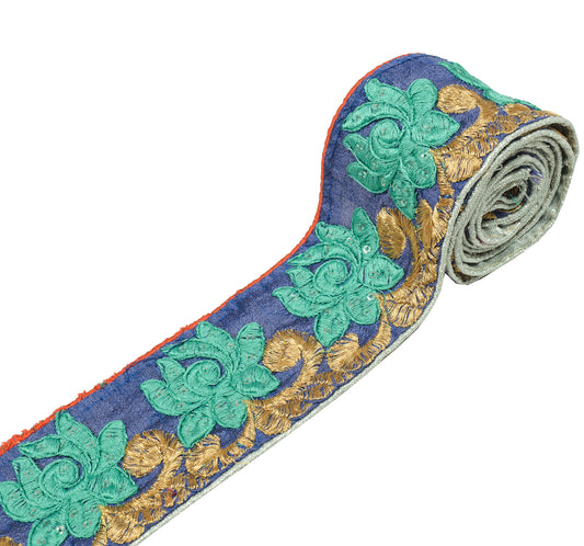 Sushila Vintage Purple Saree Border Craft Sewing Trim Embroidered Lace Ribbon