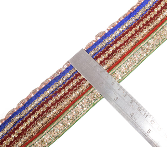 Sushila Vintage Multi-Color Saree Border Craft Sewing Trim Zari Work Lace