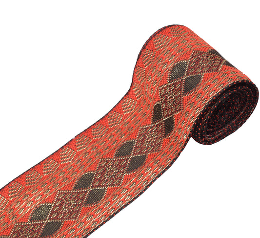 Sushila Vintage Woven Red Saree Border Craft Sewing Trim  Art Silk Lace Ribbon