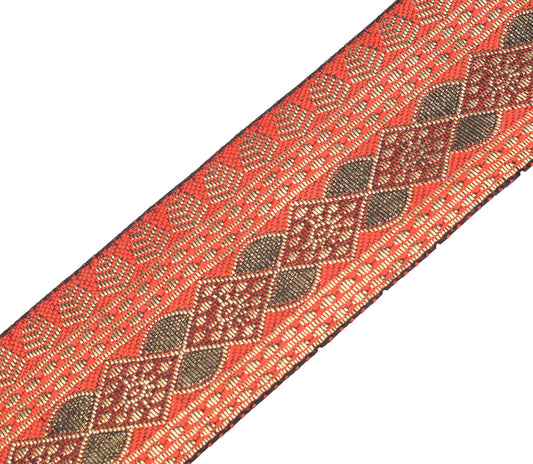 Sushila Vintage Woven Red Saree Border Craft Sewing Trim  Art Silk Lace Ribbon