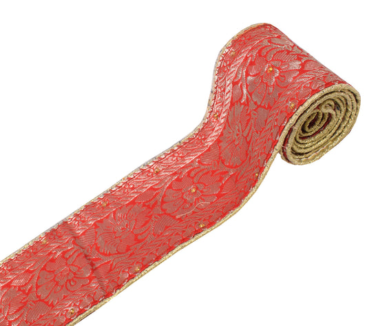 Sushila Vintage Red Saree Border Craft Sewing Trim Zari Brocade Ribbon