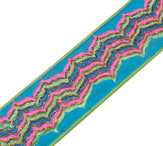 Sushila Vintage Embroidered Saree Border Craft Sewing Trim Pure Crepe Ribbon