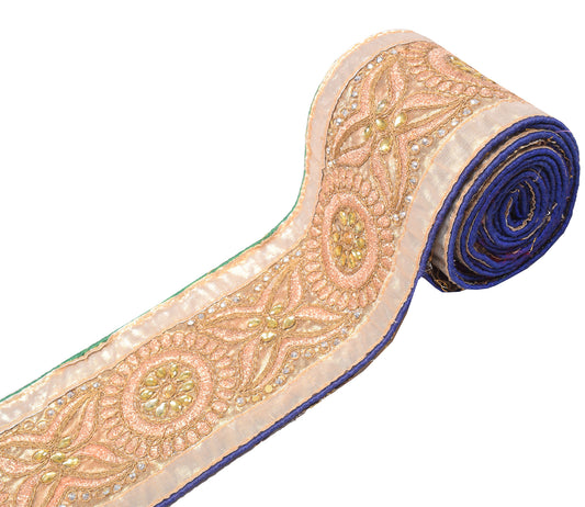 Sushila Vintage Zari Work Saree Border Craft Sewing Trim Golden Lace Ribbon
