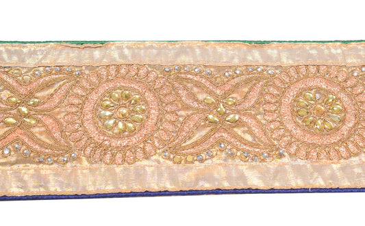 Sushila Vintage Zari Work Saree Border Craft Sewing Trim Golden Lace Ribbon