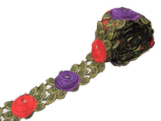 Sushila Vintage Floral Saree Border Craft Sewing Trim Embroidered Lace