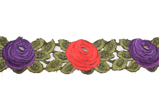 Sushila Vintage Floral Saree Border Craft Sewing Trim Embroidered Lace