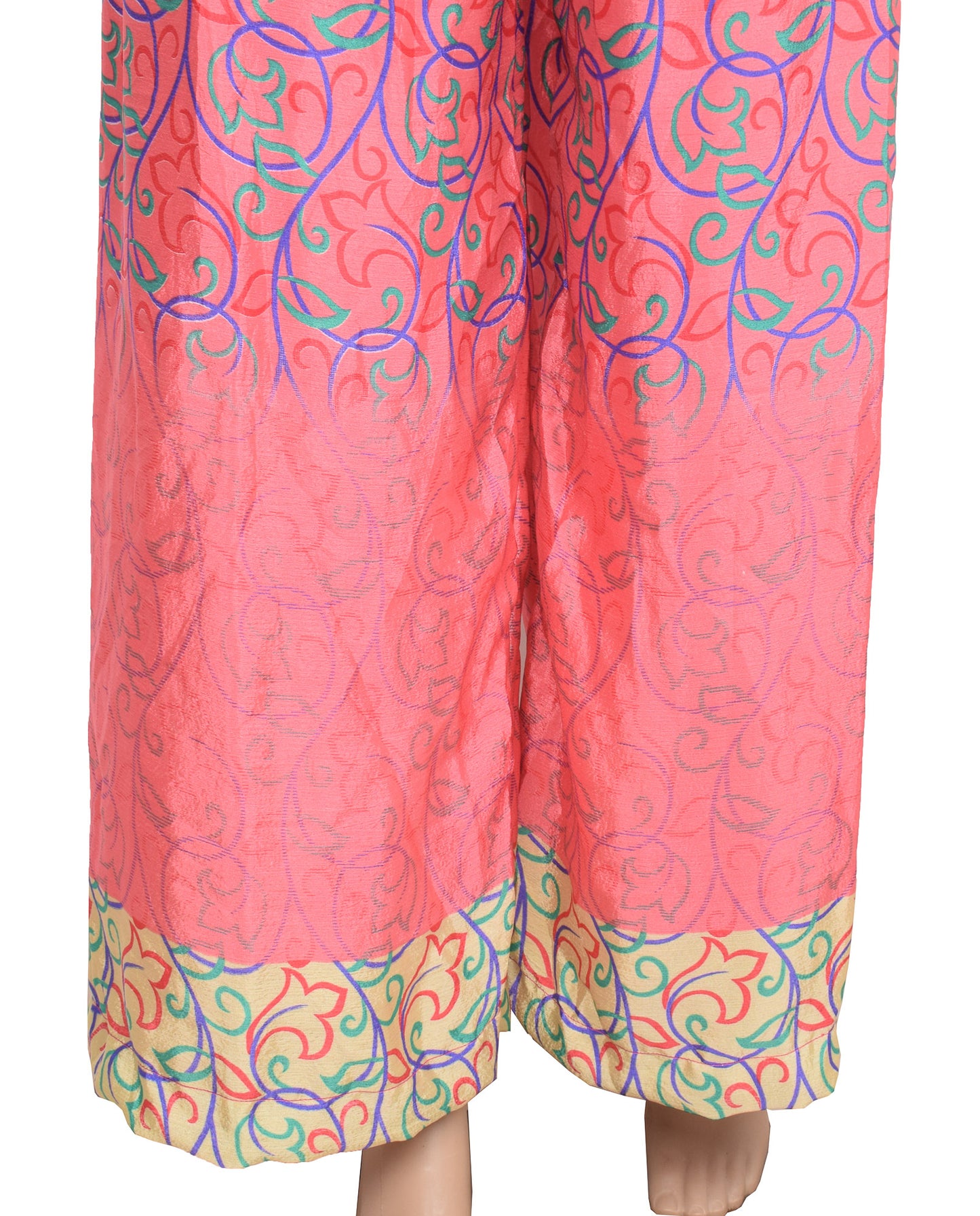 Sushila Vintage Pink Palazzo Pants Handmade Upcycled Art Silk Sari