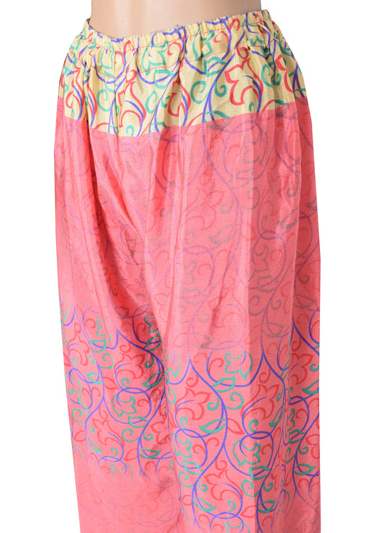 Sushila Vintage Pink Palazzo Pants Handmade Upcycled Art Silk Sari