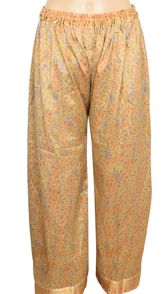 Sushila Vintage Multi-Color Palazzo Pants Handmade Upcycled Art Silk Sari