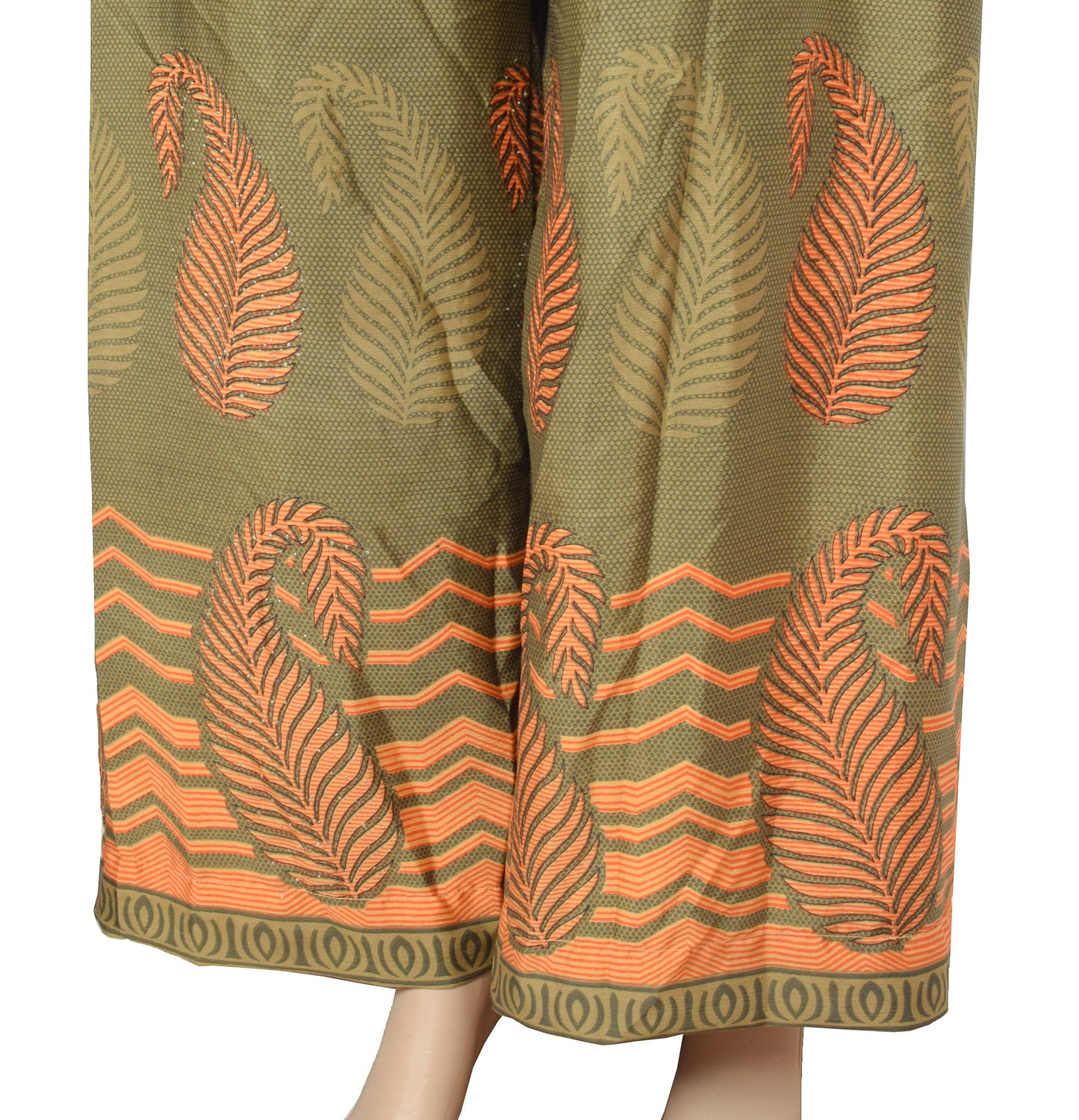 Sushila Vintage Palazzo Pants Handmade Upcycled Art Silk Sari Green
