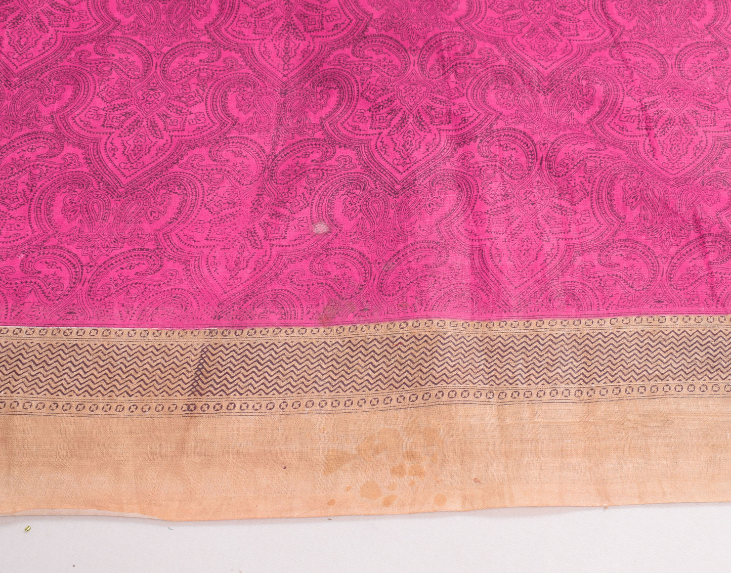 Sushila Vintage PaisleyPrinted Saree Magenta Pure Cotton Printed Craft Fabric