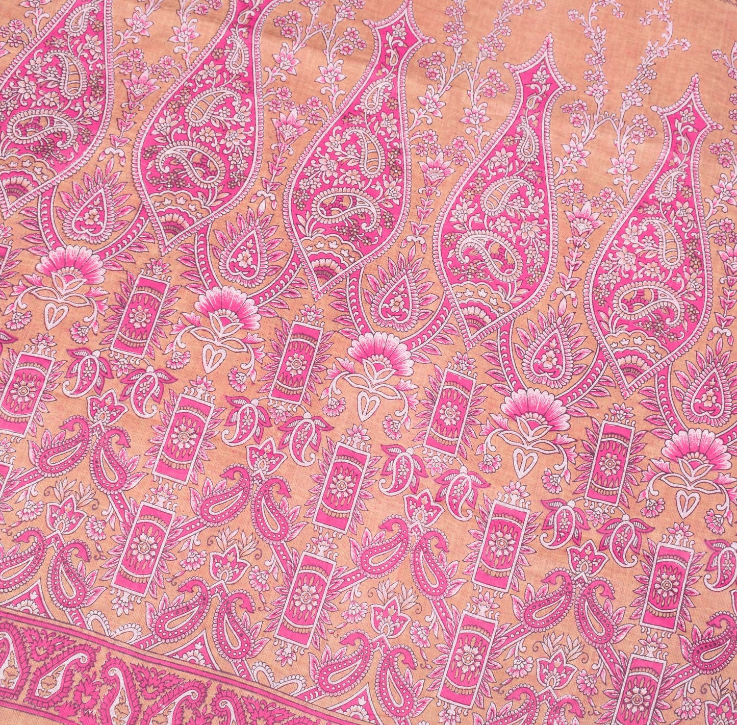 Sushila Vintage PaisleyPrinted Saree Magenta Pure Cotton Printed Craft Fabric