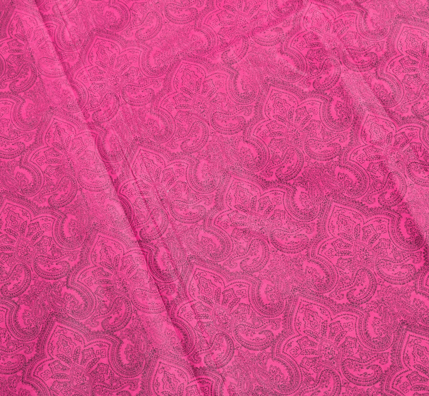 Sushila Vintage PaisleyPrinted Saree Magenta Pure Cotton Printed Craft Fabric