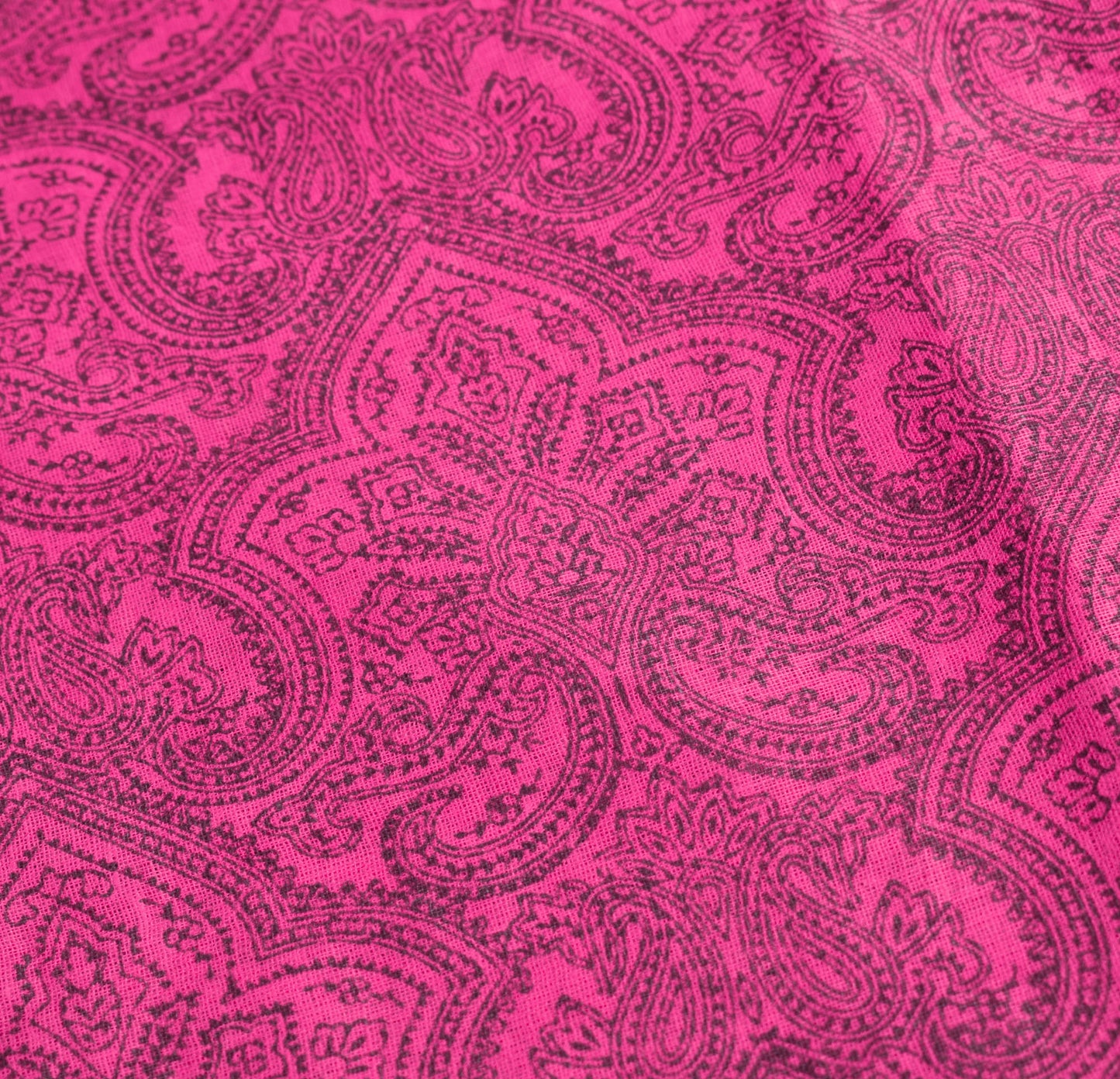 Sushila Vintage PaisleyPrinted Saree Magenta Pure Cotton Printed Craft Fabric